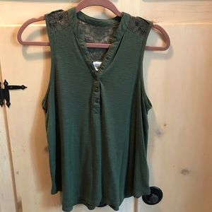 Olive Green Tank Top with Buttons